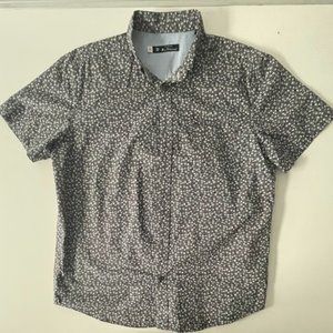Ben Sherman - Grey Floral Print - Short Sleeve Button Down - XL